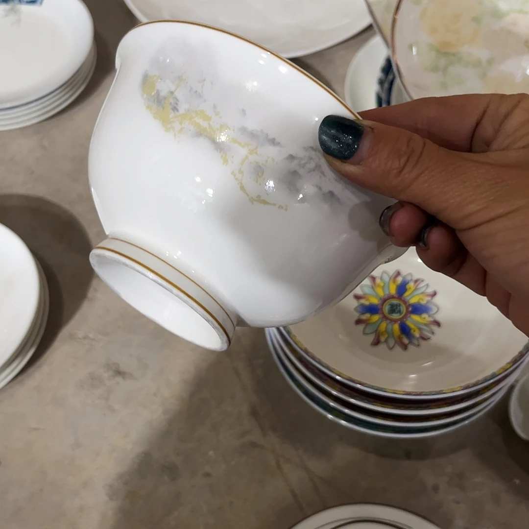 瓷片海岸五寸高脚碗十个