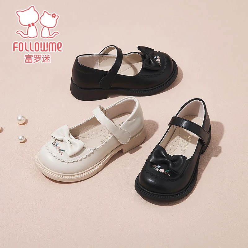 富罗迷新款女童皮鞋洋气软底演出洛丽塔百搭软底黑色公主鞋4A8426