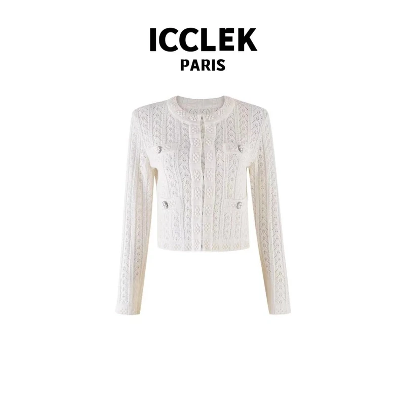 ICC 圆领四口袋开襟长袖针织衫 夏季 休闲 百搭 -2539