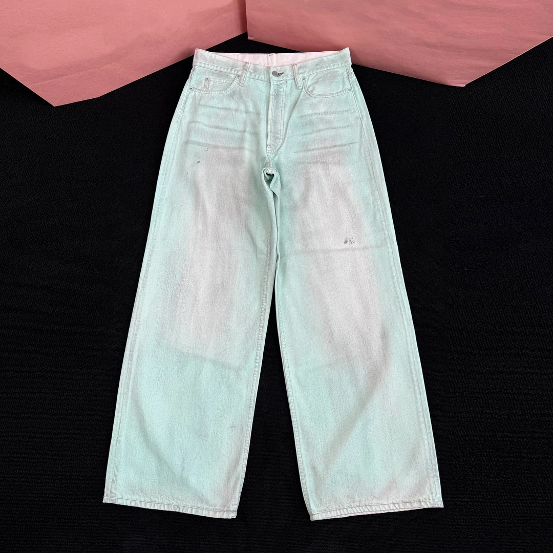 【会发光的牛仔裤】AC+1981M男女同款裤子荧光绿宽松直筒牛仔裤