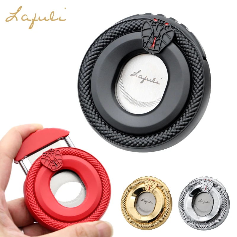 包邮 Lafuli雪茄剪 便携式蛇纹 锯齿刀片 锋利雪茄剪刀 不锈钢