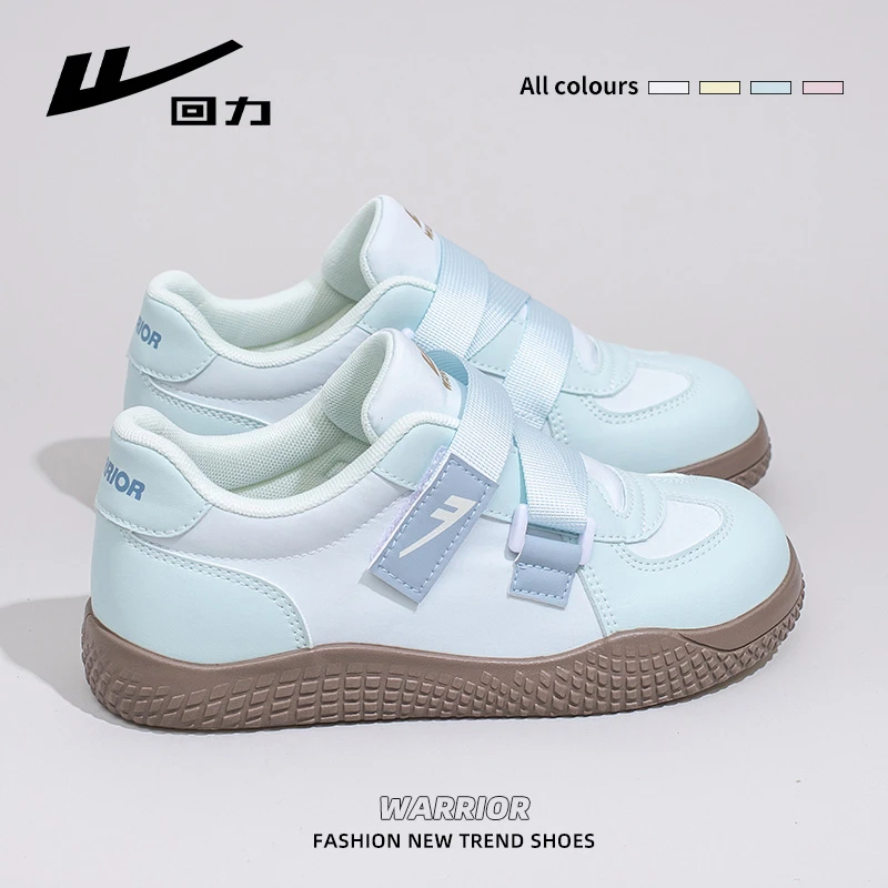 回力德训鞋女百搭韩版小白鞋2025秋季新款蓝色小众设计魔术贴板鞋