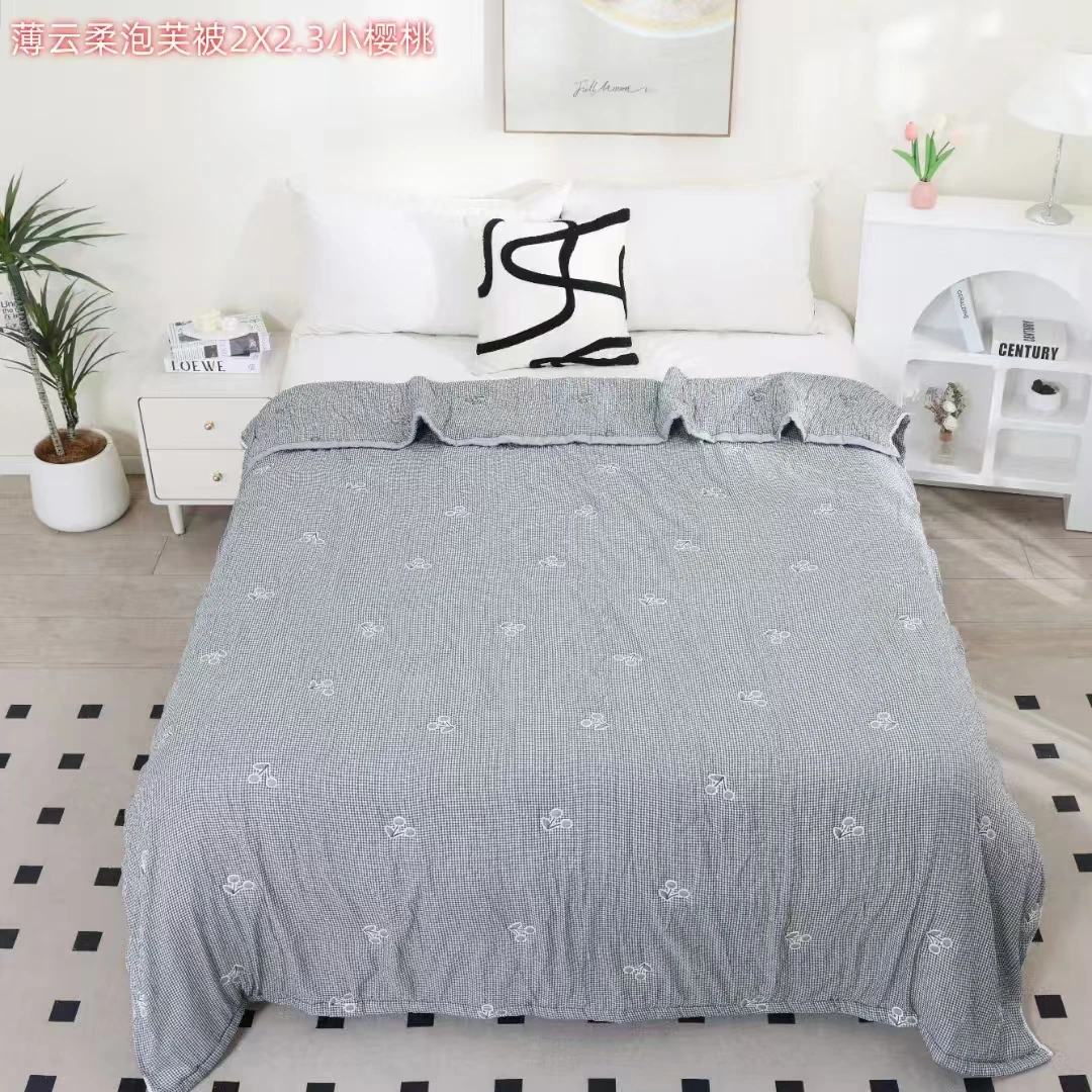灰色小樱桃--200*230双层纱A类四季  被子床盖
