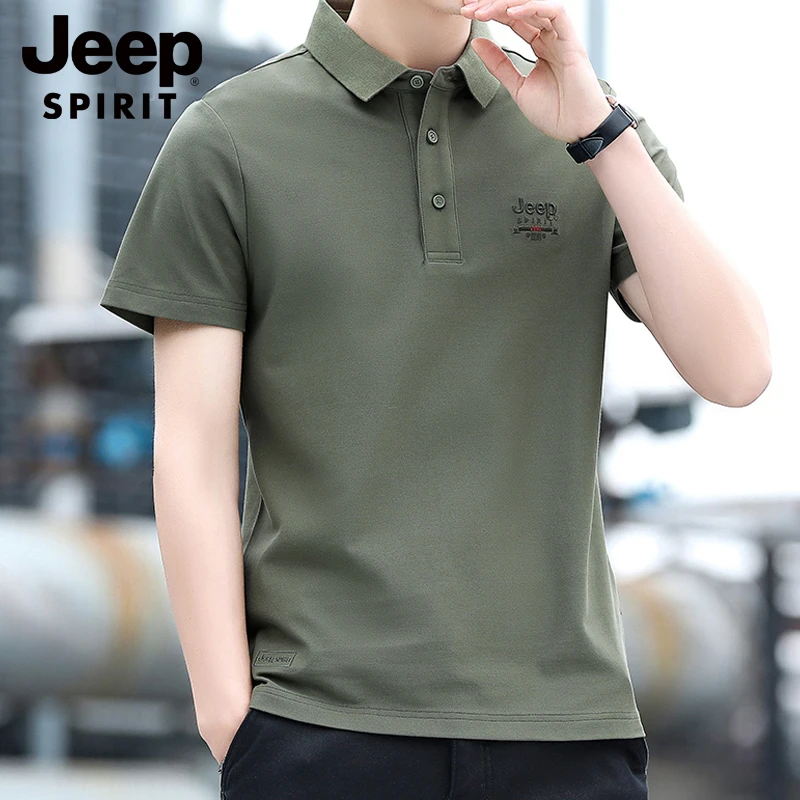 jeep吉普男装夏季短袖Polo衫男士宽松大码休闲潮流翻领半袖t恤男