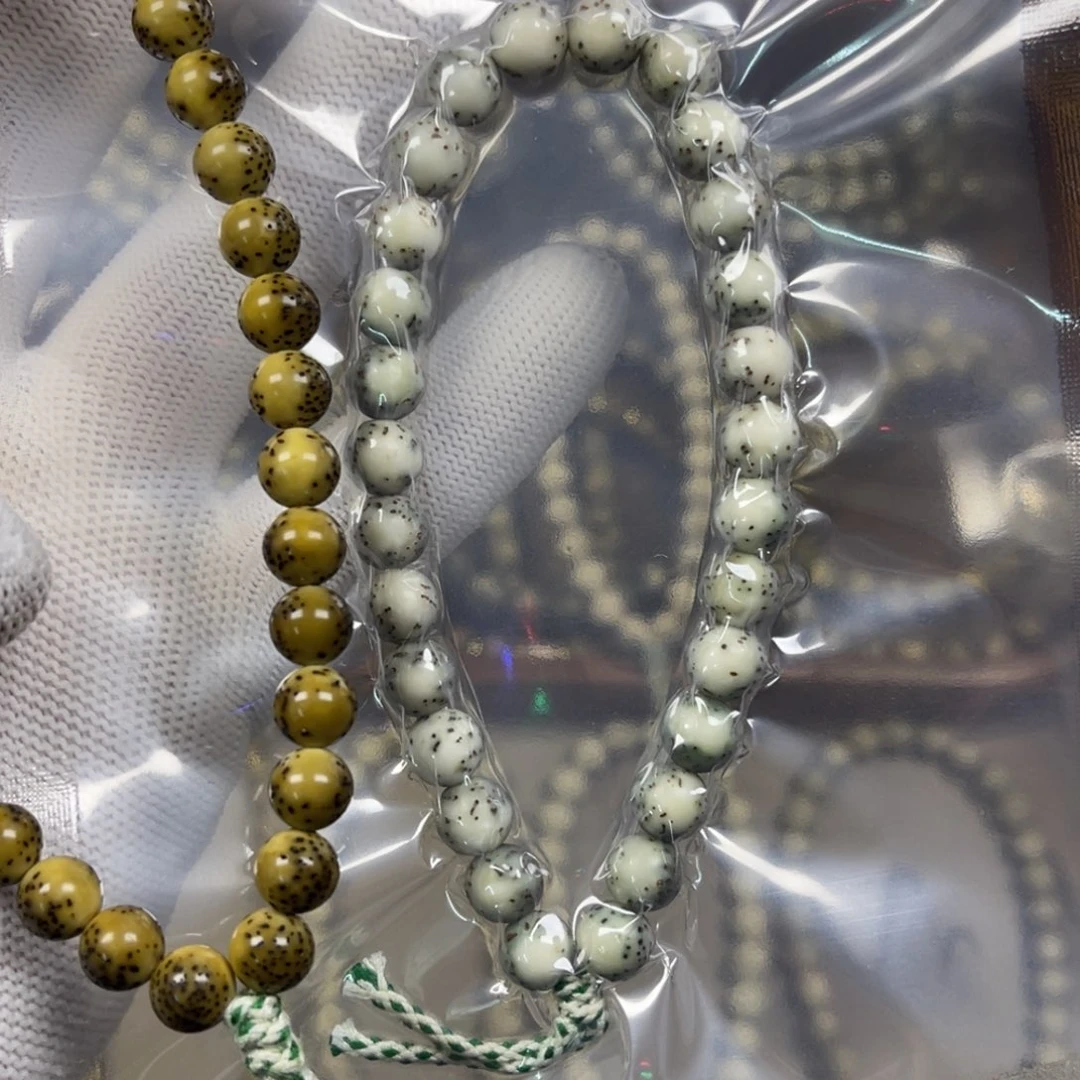 手串星月菩提8圆河豚龙蛋绿包白