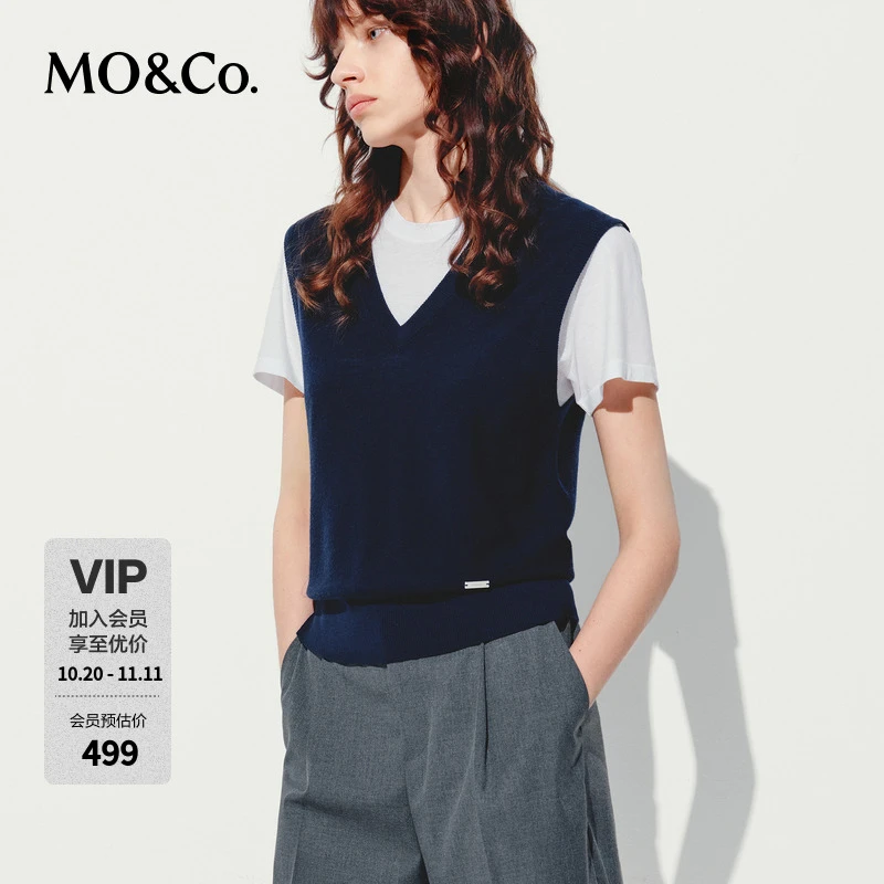 MOCO针织衫针织马甲绵羊毛2025夏新品毛织背心短款MBE2SWTT04