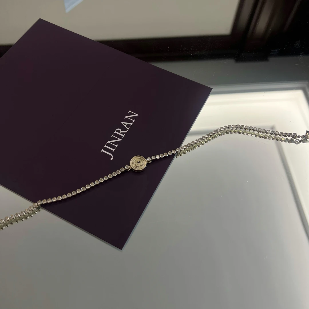 铜合金锆石项链 JINRAN 满镶chocker 金币项链