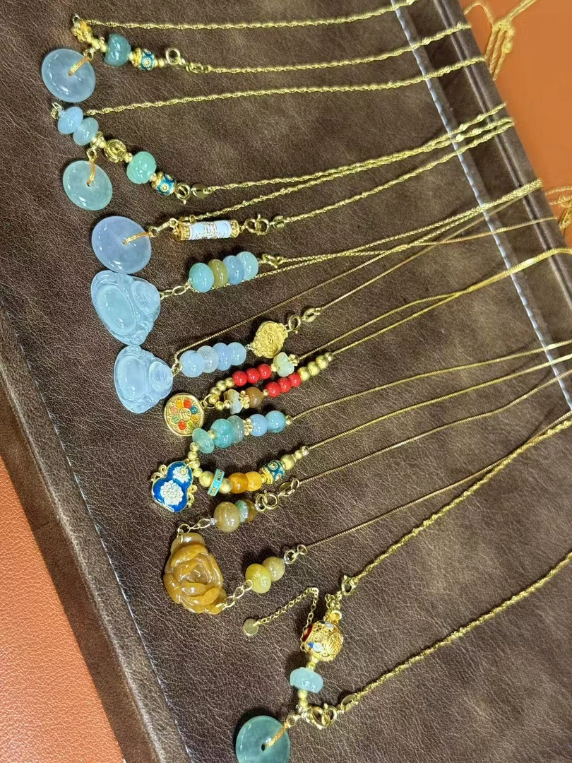 619 S88天然缅甸A货翡翠项链diy款