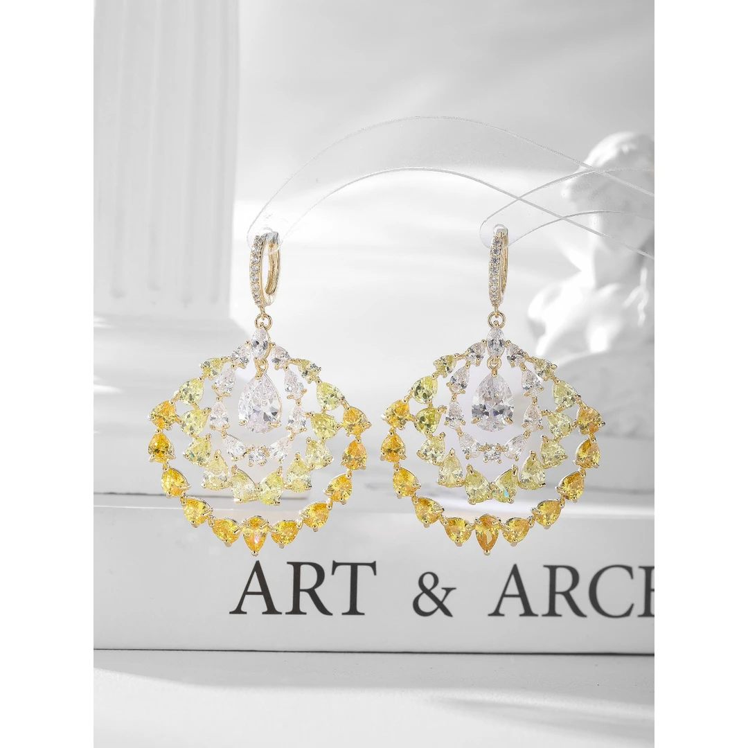 合金合成锆石耳饰 1998高级轻奢时尚百搭耳饰