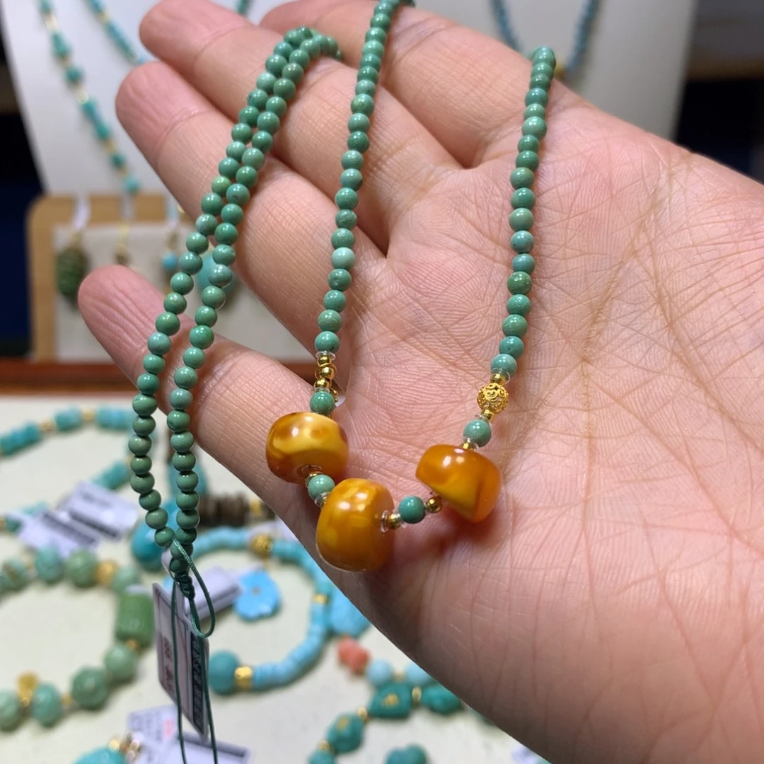 绿松石18K金镶嵌项链