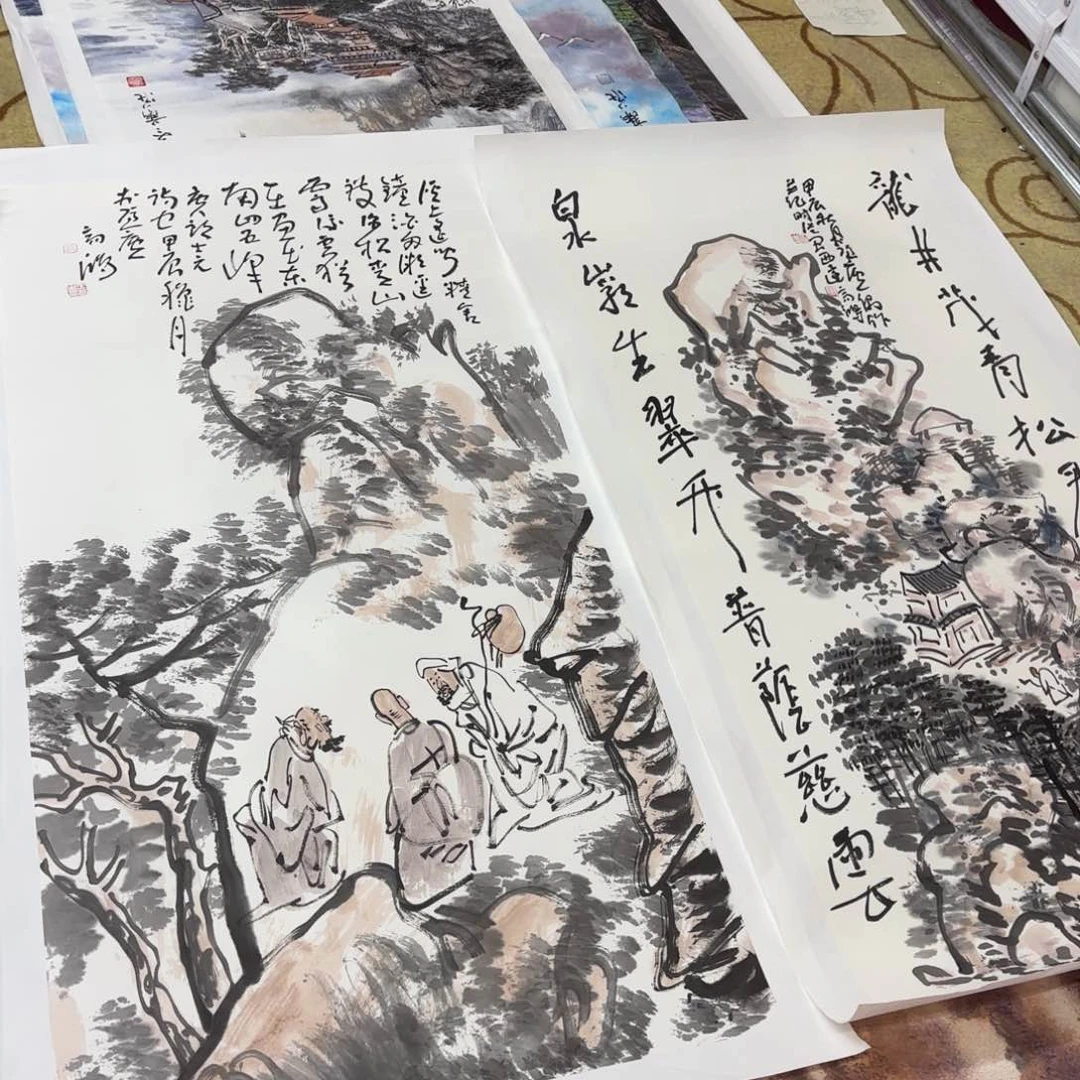 国画名*王高鸿四尺两张童