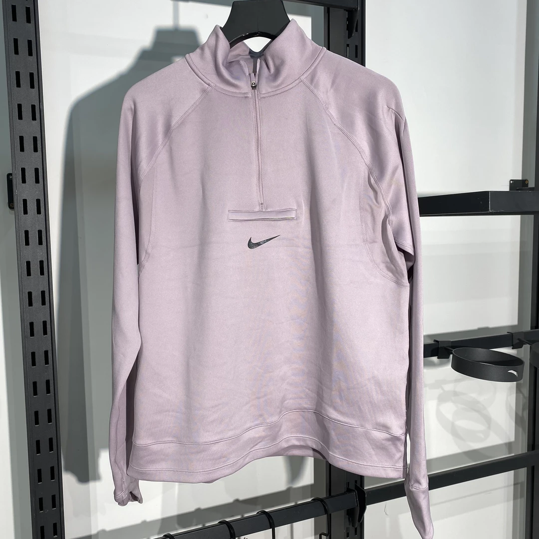 瑕疵款-Nike DRI-FIT 休闲运动跑步针织立领长袖插肩袖T恤 女款