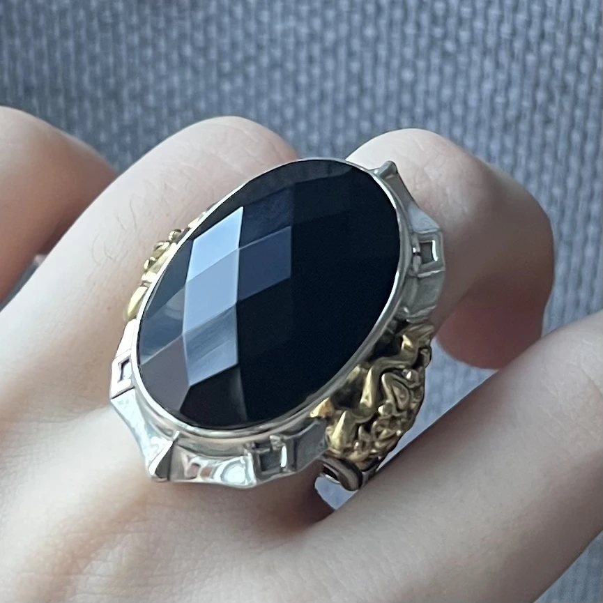 【福玺珠宝】s925银镶嵌黑玛瑙大尺寸至尊款