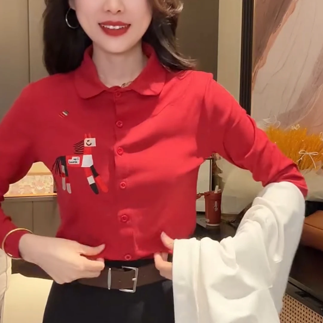 秋冬新款绵混纺立体包边口袋长袖百搭衬衫女