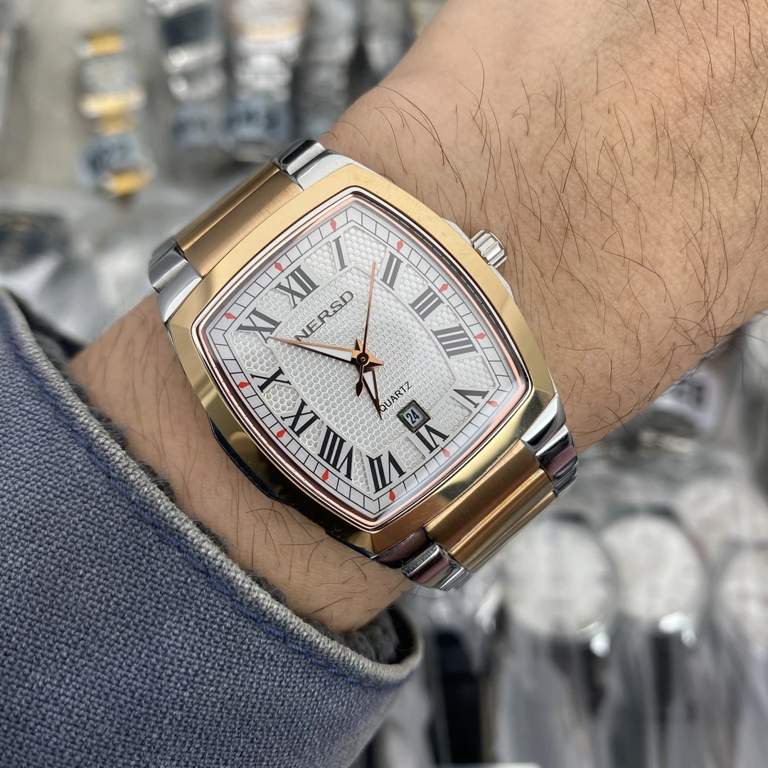 耐尔斯顿进口方酒桶石英男表防水蓝宝石精钢日历撤柜少量存高品质