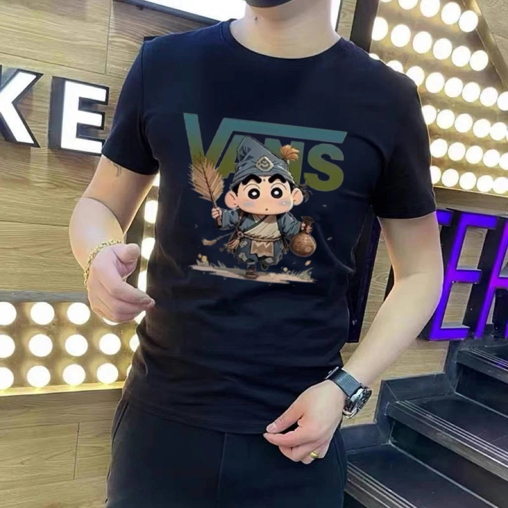 男短袖t恤夏季2025新款潮牌创意黑色半截袖男款重磅百搭男士上衣