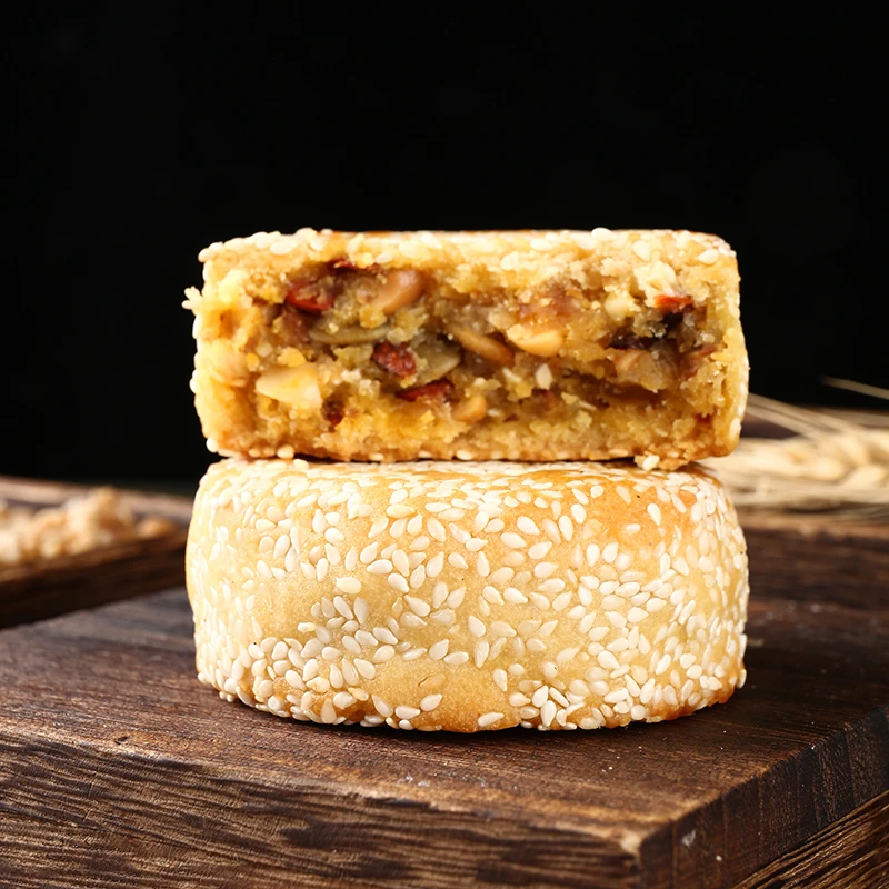 湖南特产老式芝麻月饼中秋五仁蛋黄流心大月饼休闲传统零食糕点