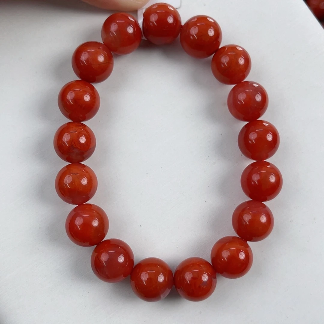 南红玛瑙未镶嵌瓦西柿子红火焰单圈12mm