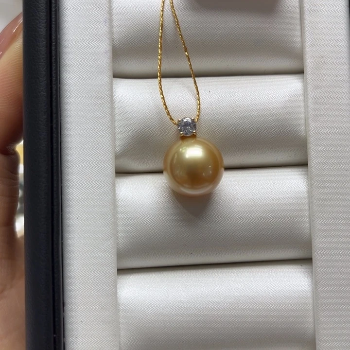 海水珍珠吊坠(不含链)18K金镶嵌12-13mm