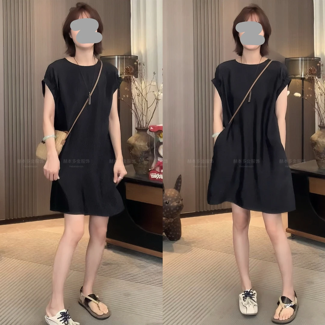 2025夏季新款高级感纯欲慵懒风松弛感气质显瘦舒适百搭休闲连衣裙