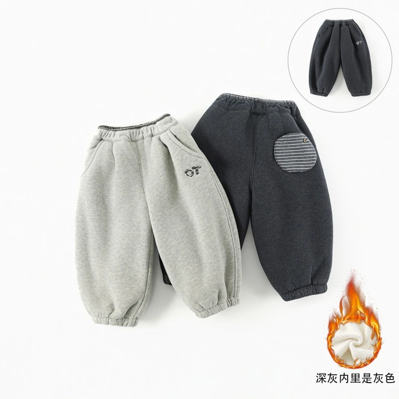 ②【加绒加厚】儿童卫裤冬季新款男童裤子韩版字母保暖束脚长裤CK480