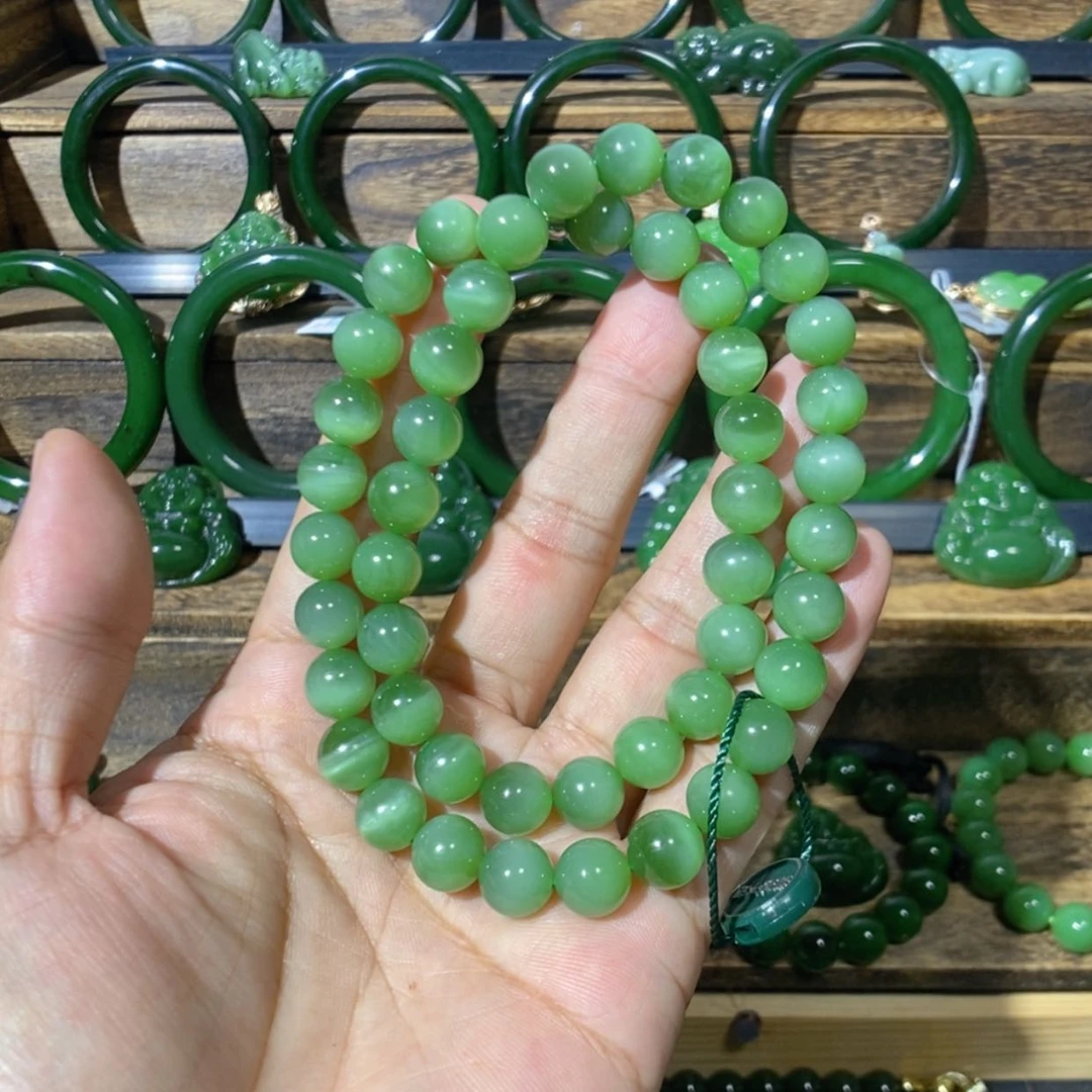【闪购商品】和田玉未镶嵌吊坠(不含链)粉青猫眼妈妈链 10