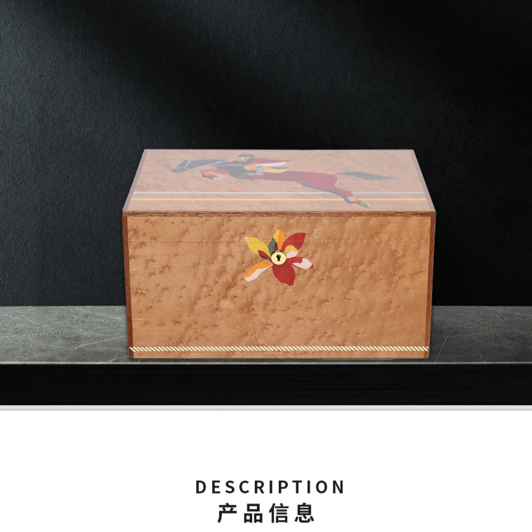 瑞丰源 马年雪茄保湿盒 小马奔腾 雪松木钢琴漆雪茄保湿盒