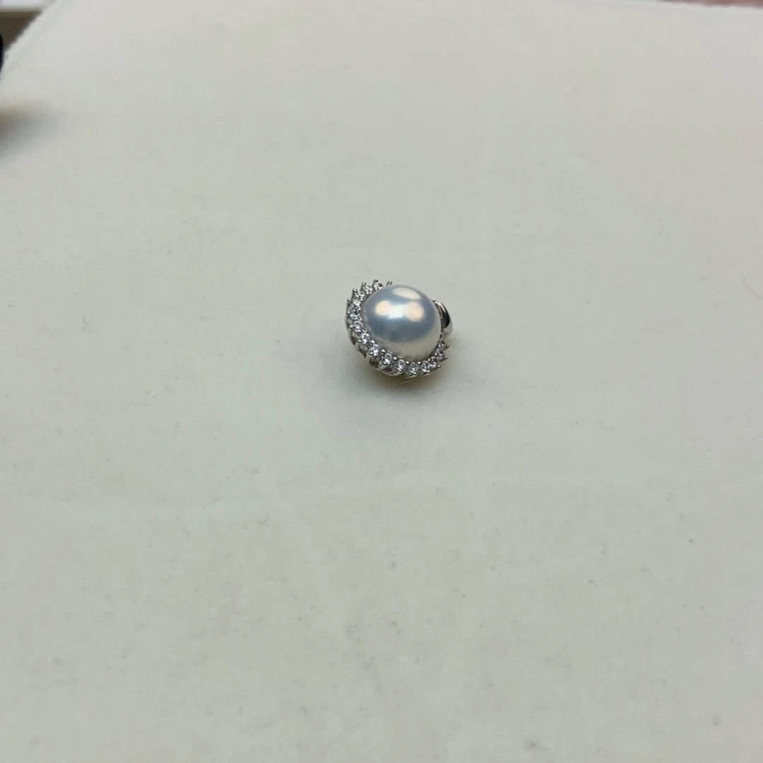 银S925镶嵌淡水珍珠吊坠(不含链)11-12