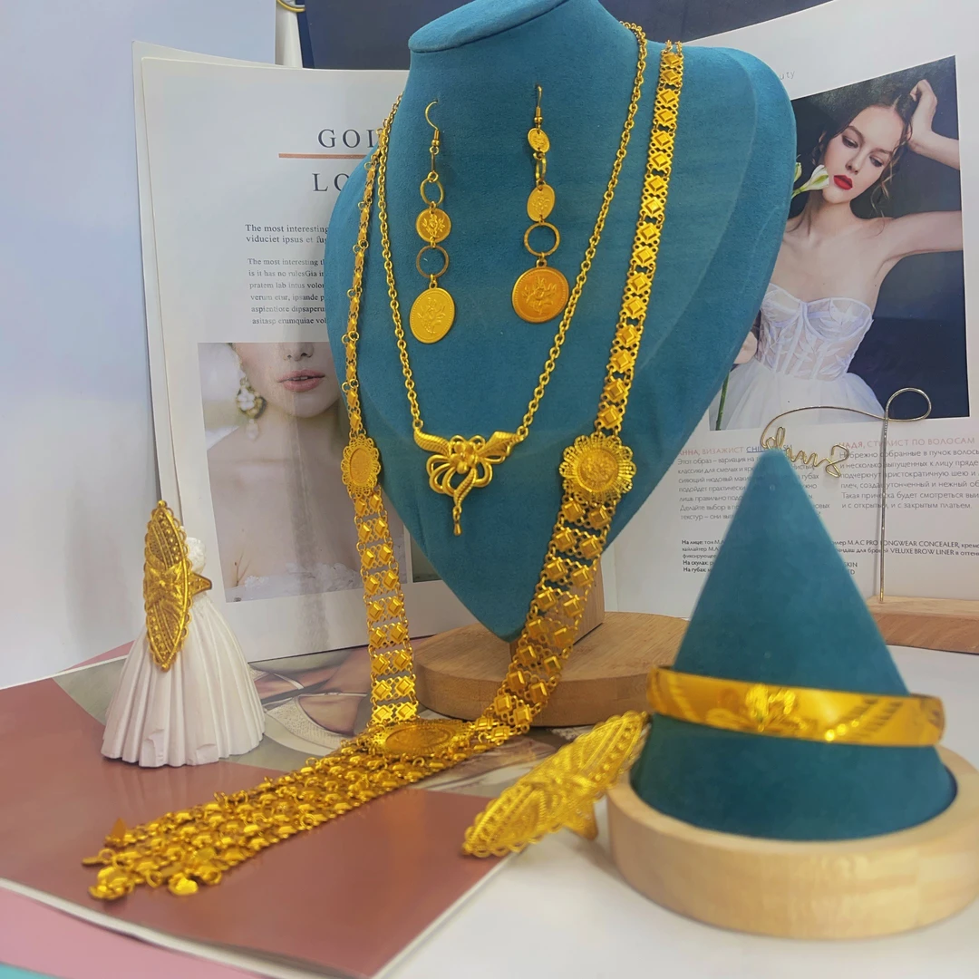 铜合金项链 女民族风铜合金手工气质百搭金色长款饰品链条链子