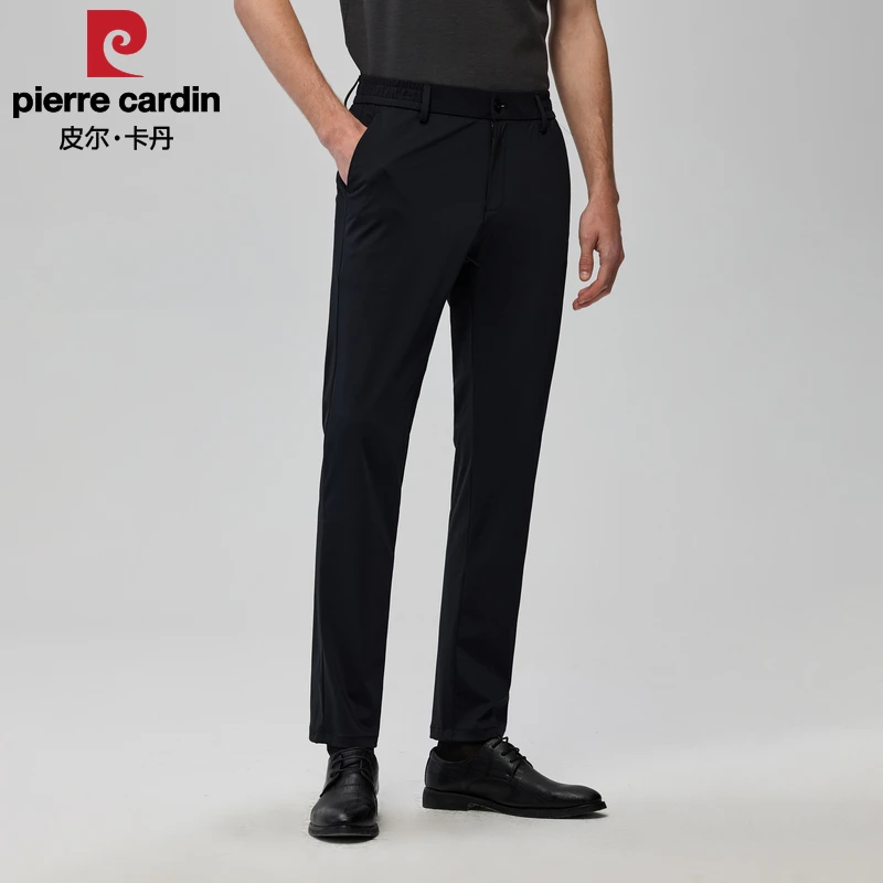 皮尔卡丹春季针织休闲裤男士舒适直筒修身商务绅士时尚西裤男款