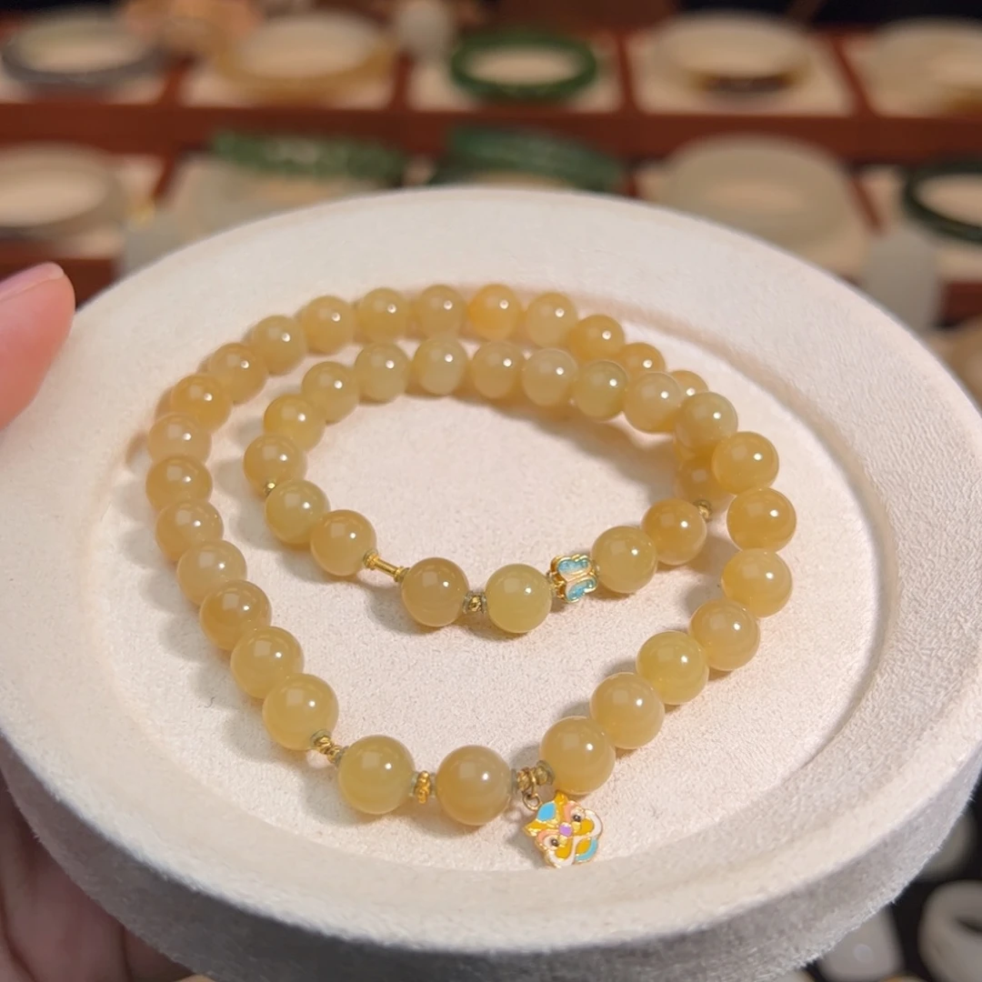 和田玉18K金镶嵌手链