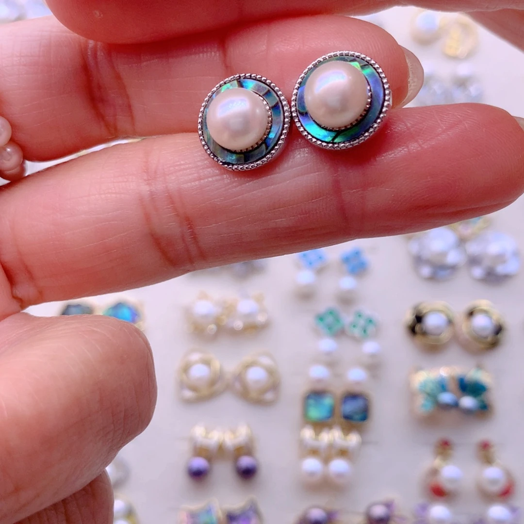 合金淡水珍珠耳饰