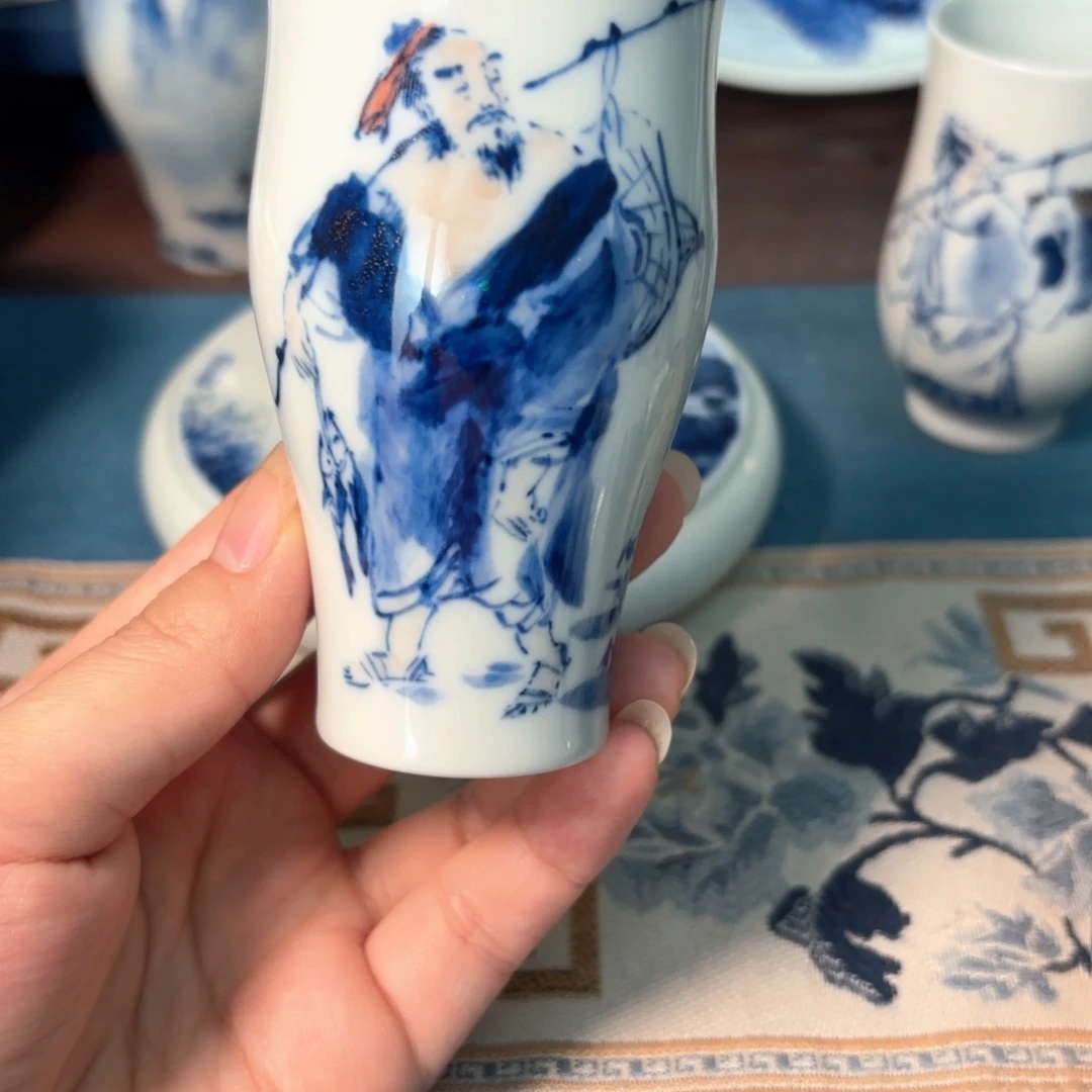 静***言柴窑青花瓷写意杯