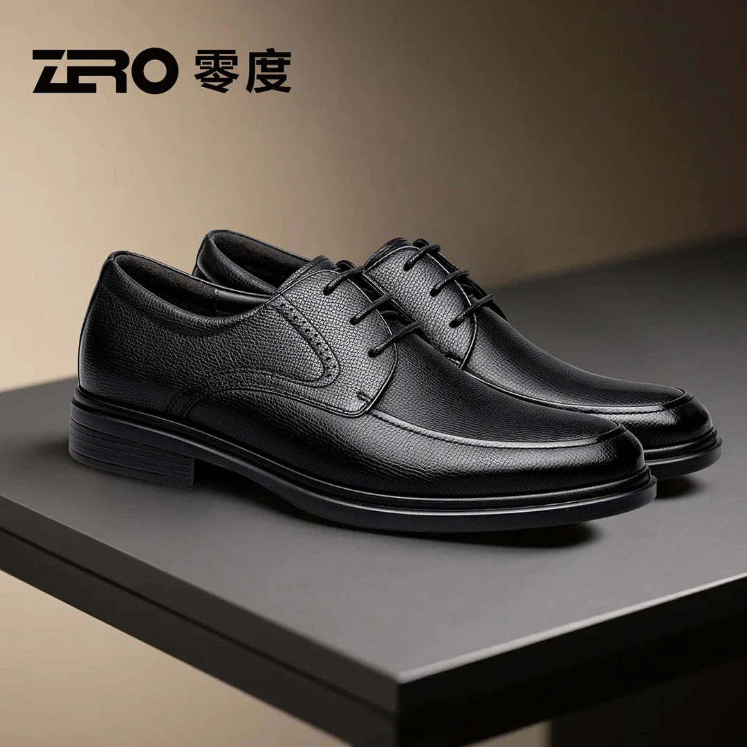 「墨痕」ZRO零度男鞋软底防滑商务正装皮鞋德比婚鞋爸爸男士鞋