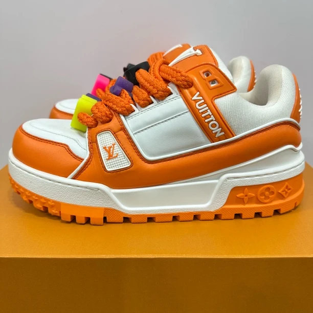 95新 LouisVuitton/路易威登 39.5码 trainer白橙胖丁 板鞋 A2045