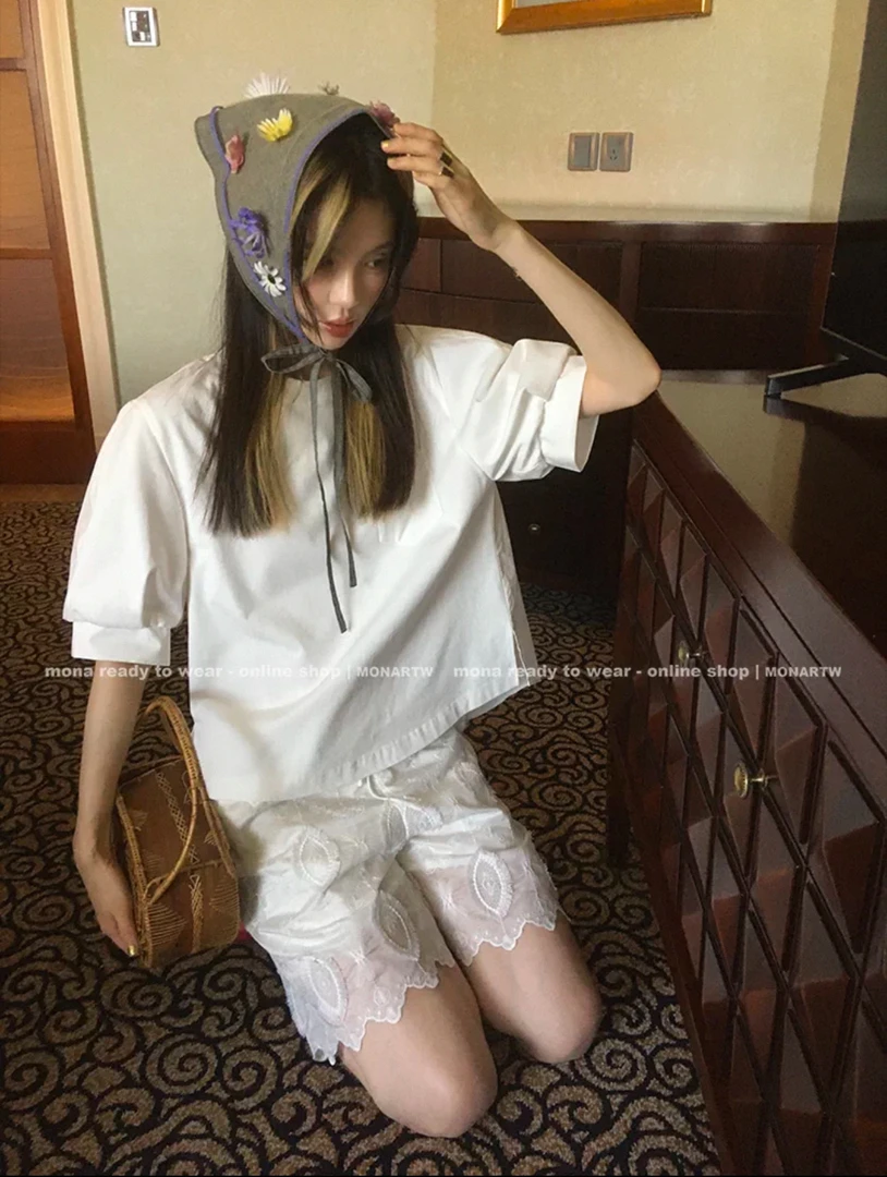 MONA 简约百搭设计独特别致上衣 短袖棉T恤女小个子 2025夏季新款