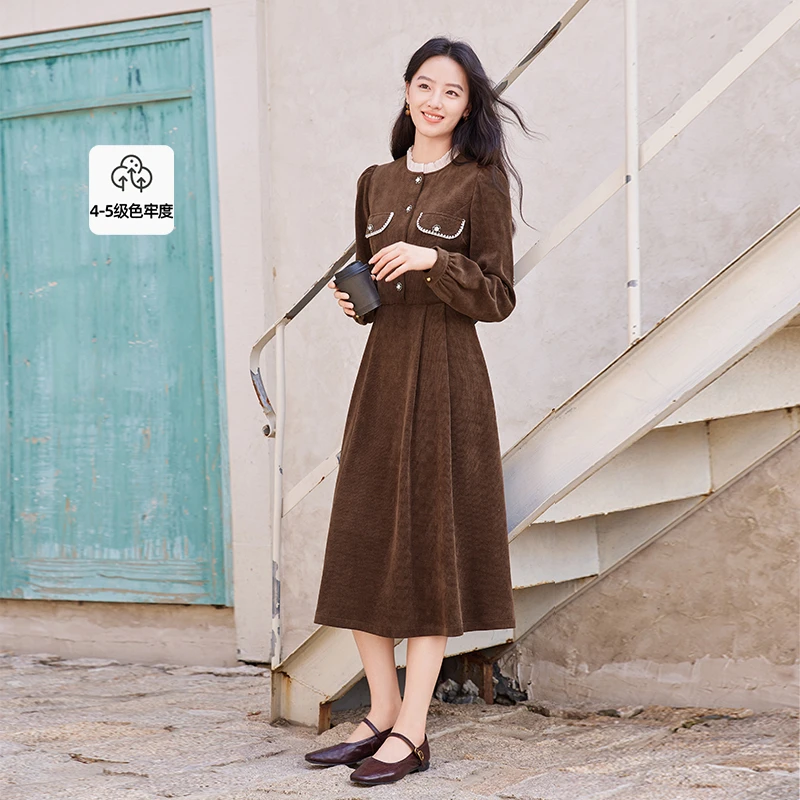 Q844137连衣裙 香影法式小香风连衣裙女年冬季新品长