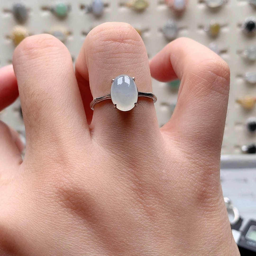 翡翠戒指银S925镶嵌0207