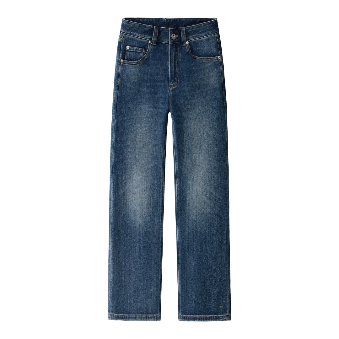 【西子黛】~高品质牛仔~进口土耳其弹力复古水洗显瘦百搭直筒裤9115