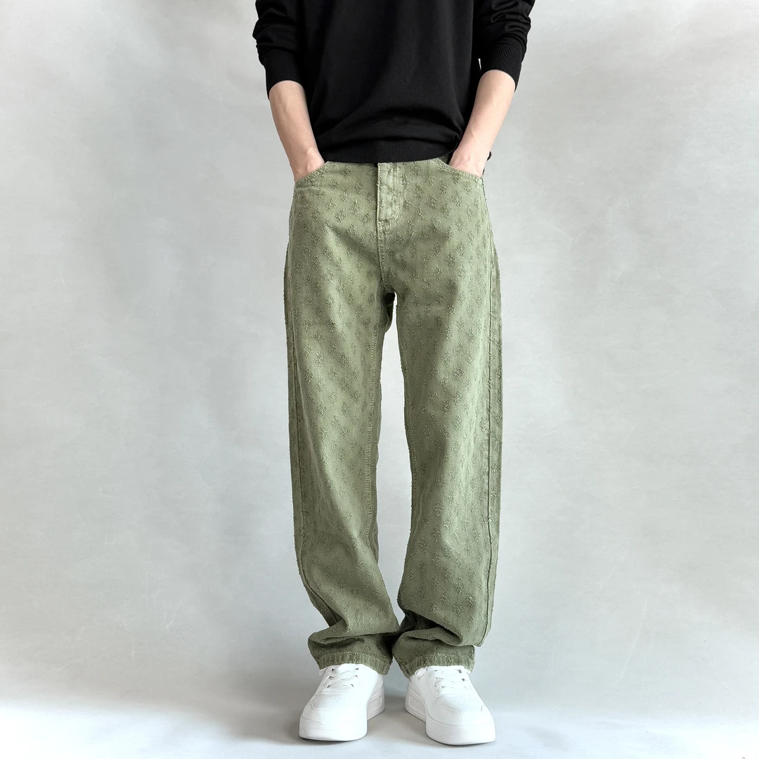 【宽松直筒】无弹潮牌小众设计款牛仔裤男款男士美式高街纯色秋季