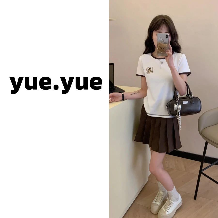 春夏款女生减龄学院风小熊百搭短袖001