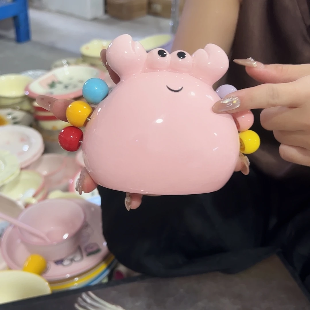 瓷片螃蟹水果叉6叉