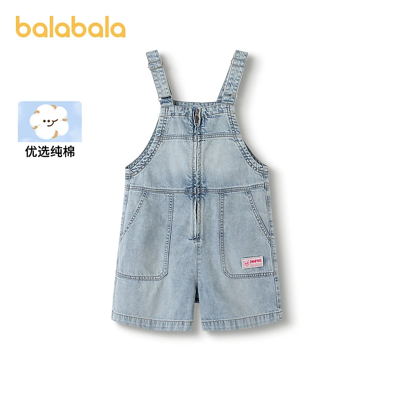 巴拉巴拉童装儿童短裤女童夏装全棉牛仔休闲中大童裤子背带裤时尚