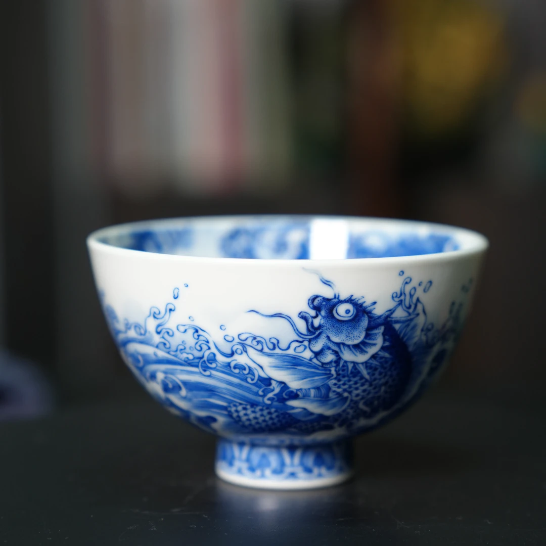 九悠阁严选-澄怀堂--鱼化龙鸡心杯