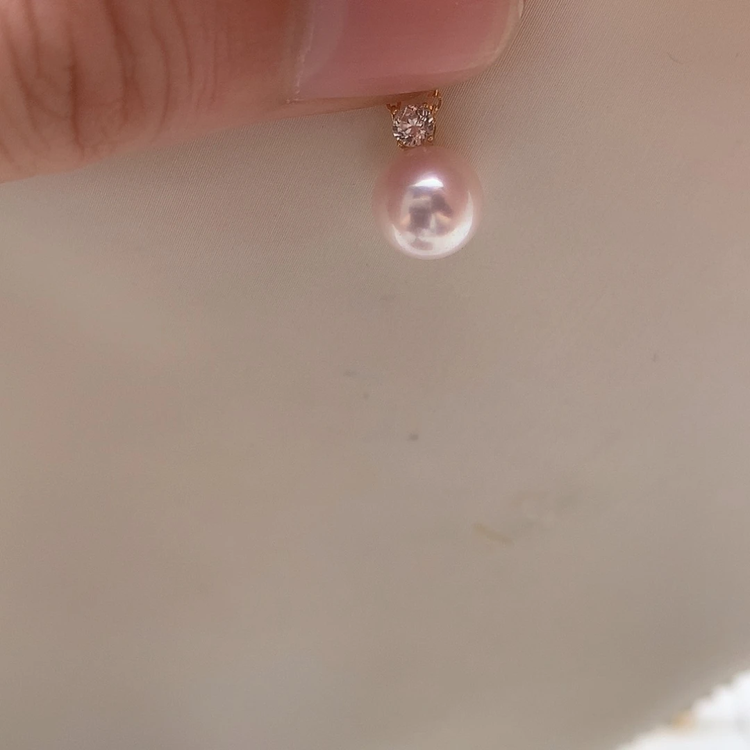 18K金镶嵌海水珍珠8-8.5mm ak 戴妃