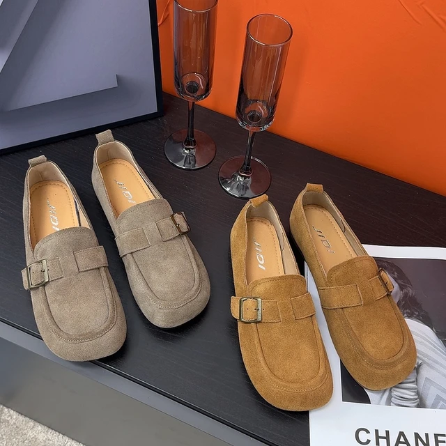 基地勃肯鞋女2025春季新款真皮舒适软底软皮豆豆鞋懒人一脚蹬单鞋