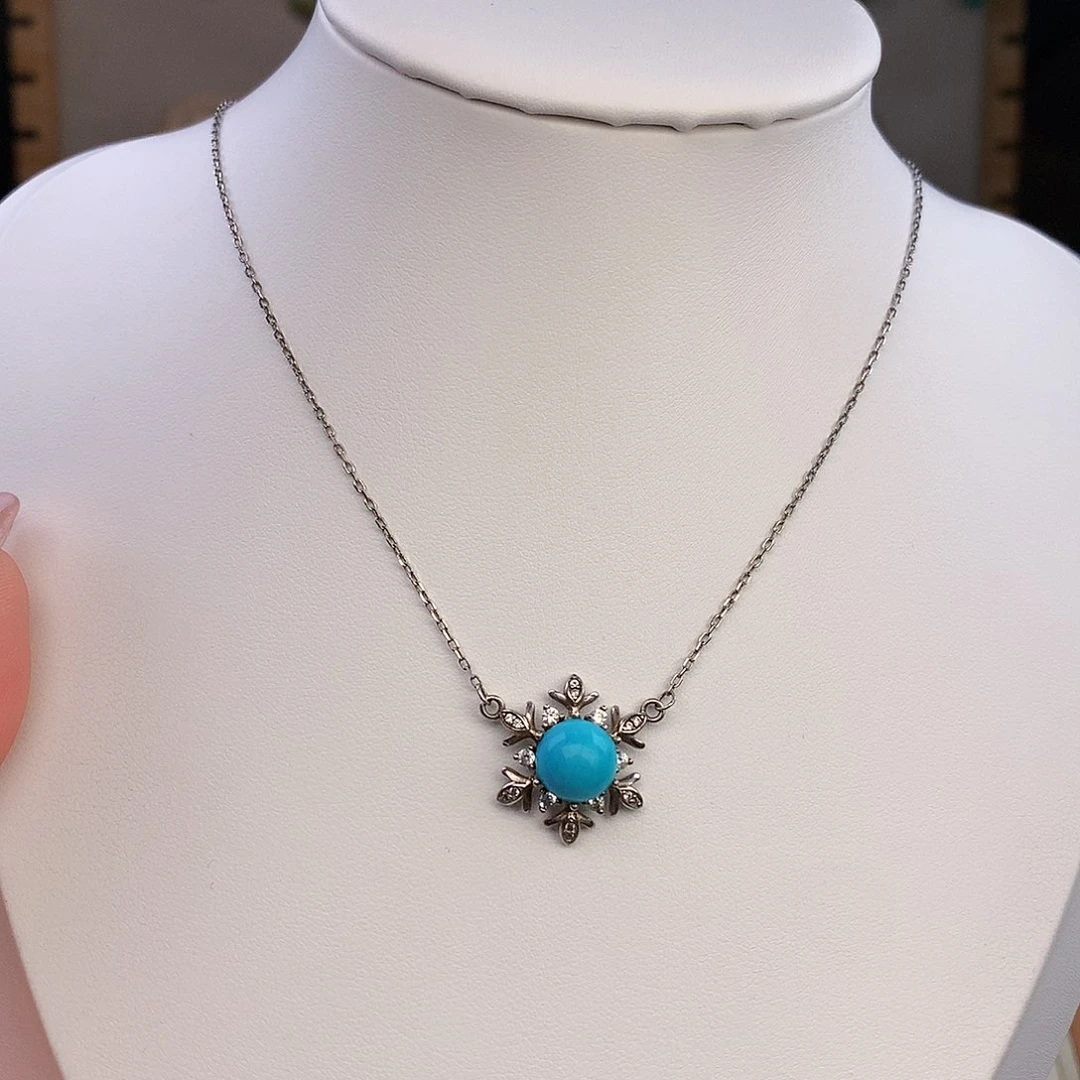 绿松石银S925镶嵌颈饰