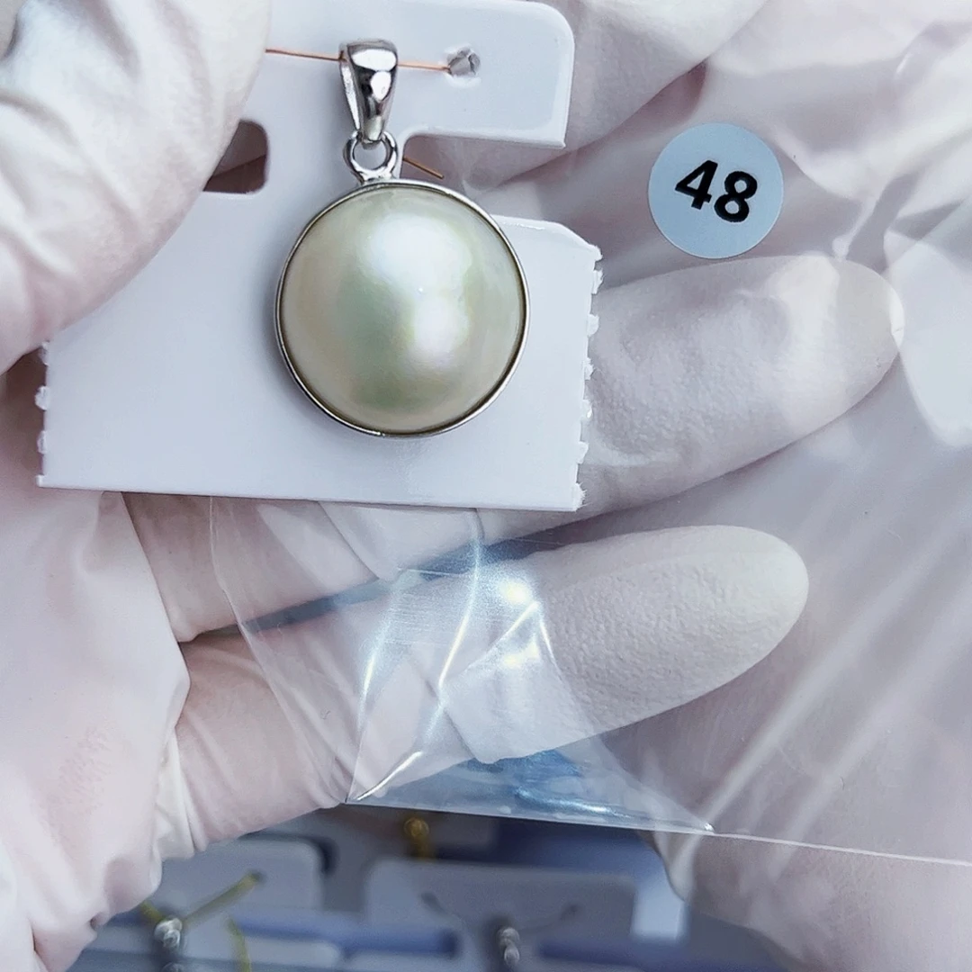 珍***妮耳饰拼合珍珠（马贝珠）银S925镶嵌