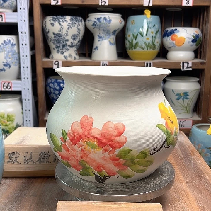 陶钱袋子牡丹陶瓷陶瓷陶瓷