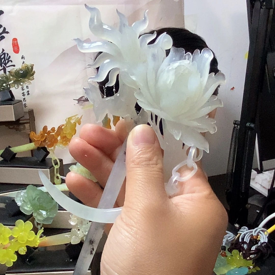 蛇纹石玉合金发饰